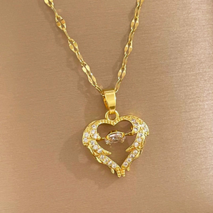 OYJR สร้อยคอจี้หัวใจ สร้อยคอสวยๆสแตนเลสทองชุบ 18k เครื่องปรับดับแฟชั่นสำหรับผู้หญิง