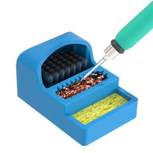 Solder Tip Cleaner 3-IN-1 Steel Brush/Copper Wire Ball/Sponge Welding Soldering Iron Tips Cleaning Tools