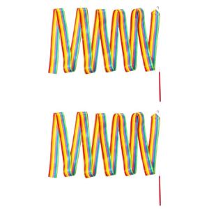 2Meters Dance Ribbons Gymnastics Ribbon for Kids Colorful Gym Ribbon with Twirling Rod Ribbon Wand for Artistic Dancing