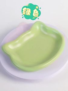 WH SUEREN Cat Food Bowl Anti-Fall Flip Non-slip Cat Bowl Cute Cat Shape Plastic Pet Food Dish Pet Feeding