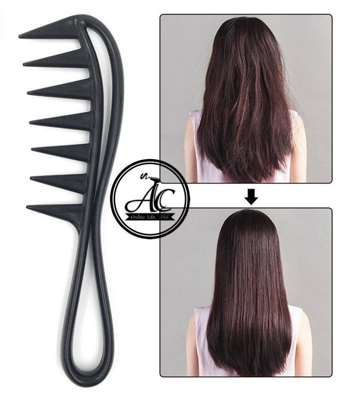 Dreizackiger Fischgräten-Haarkamm mit breiten Zinken, Öl-Haarstyling-Kamm aus Holz für den Salon
_voghion.com