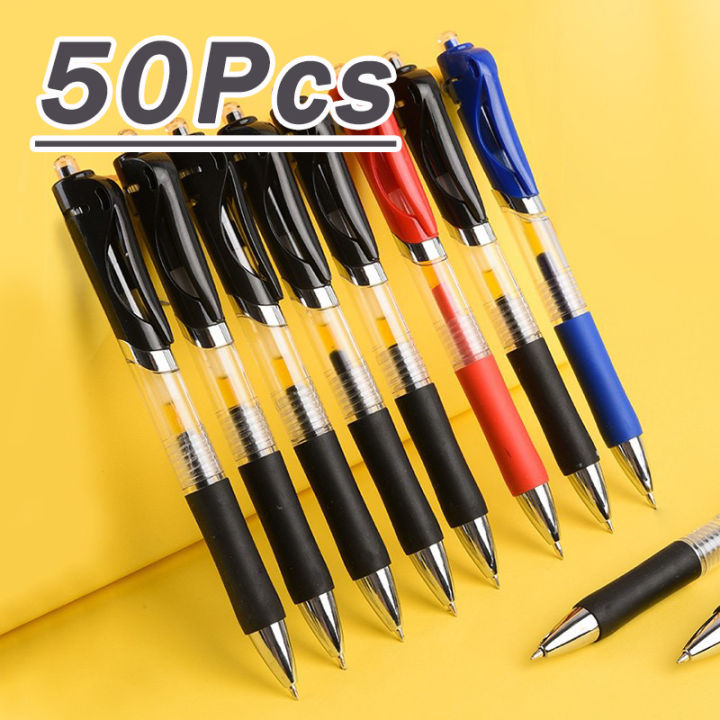 50Pcs 0.5mm Retractable Gel Pen Press The Neutral Pen 3 Colors ...