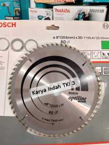 Mata Gergaji Kayu Bosch 8Inch 60T Optiline Wood Mata Sirkel Circular Saw 8"Inch 60Mata Blade