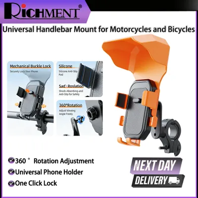 RICHMENT｜SG 24H SHIP｜Bike Holder Handlebar-Mounted Cycling Phone Holder with Sun &Rain Protection for Motorcycles and Bicycles