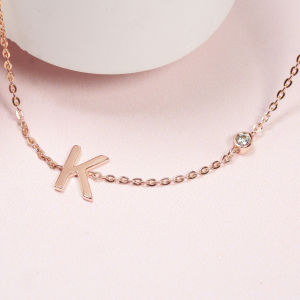 Grace Fine Jewelry สร้อยคอทองแท้ 9K K Alphabet เพชรแท้มินิมอล