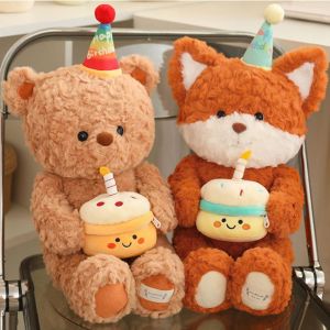 PARAGUS Cake Hat Birthday Cake Bear Plush Toy Stuffed Animals Birthday Cake Bears Stuffed Doll Christmas Stuffed Animal Cute Christmas Gift