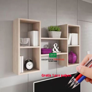 Rak Buku Tempel Dinding Multifungsi 5 kotak Rak ayu Serbaguna Rak Buku Minimalis