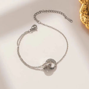 LADAMAS Gelang Titanium Dengan Motif 2 Cincin Forever Gaya Korea GT1