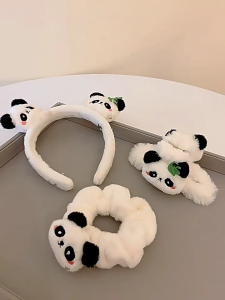 Cartoon Panda Hair Claw Girl Plush Hairband Hair Clamp Nonslip Ponytail Holder Hair Claw Women Hair Scrunchy Ornaments