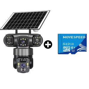 【Free Gift】Hikvision Three-Lens 4G/WIFI Solar CCTV Camera Connect Cellphone With Solar Panel and Battery Smart IP Security Camera Outdoor Waterproof Auto Tracking Night Vision