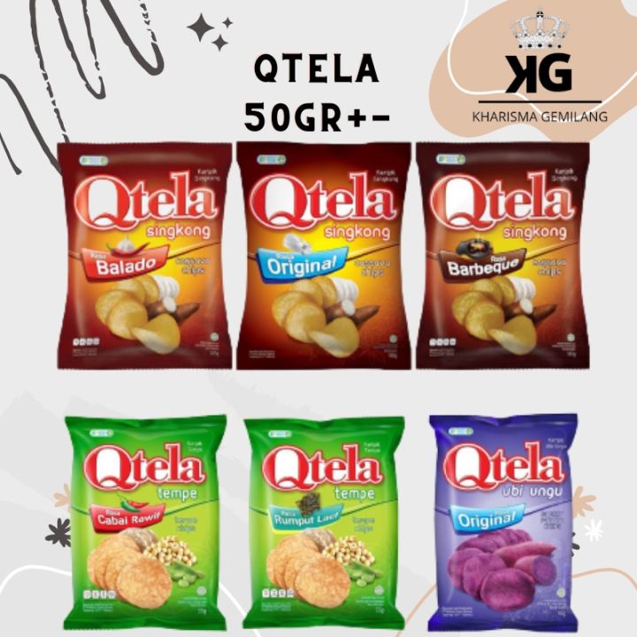 QTELA - (1 PCS) QTELA 30gr Snack Keripik Singkong, Tempe, Ubi, Original, BBQ, Balado, Cabe, Rumput Laut Chiki Cemilan Anak Murah