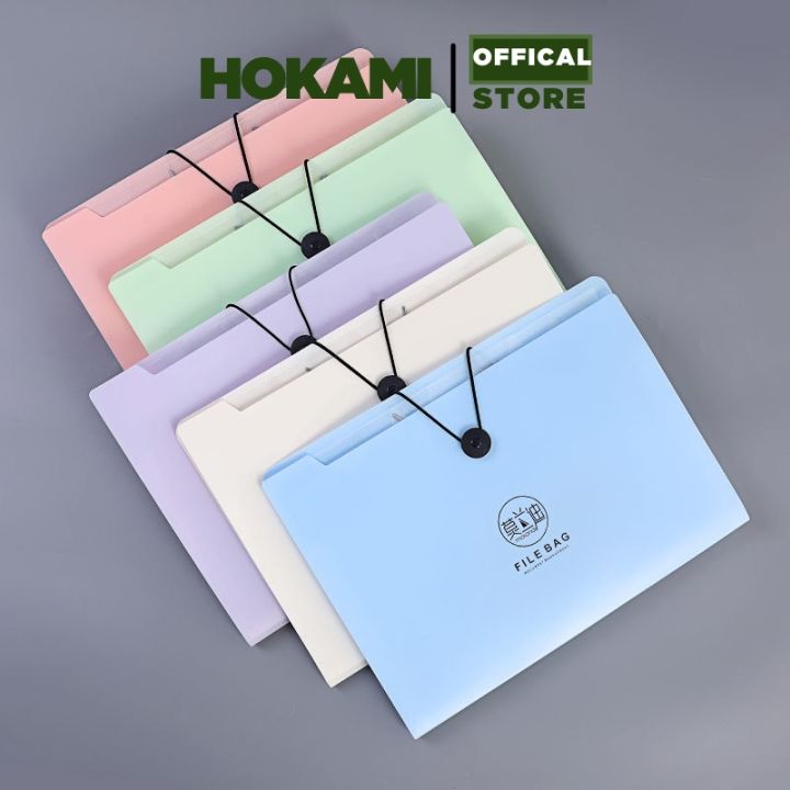 Bìa đựng hồ sơ 12 ngăn - Túi đựng tài liệu khổ A4 nhiều màu - văn phòng phẩm - HOKAMI STORE
