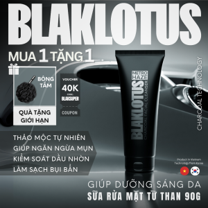 Sữa Rửa Mặt BLAKLOTUS METROHAZE Từ Than Giúp Hấp Thụ Bã Nhờn Sạch Mụn Dưỡng Da Sáng Khoẻ 90g