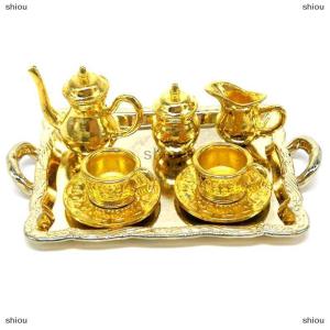 [COD] shiou 10 cái 1: 12 Dollhouse đồ nội thất thu nhỏ đồ ăn kim loại tách trà Tấm đặt
