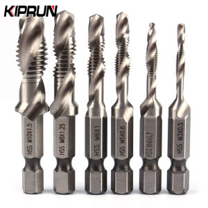 KIPRUN 6pcs M3-M10 Screw Tap Drill Bits Hss drill and Tap Bits 1/4 Hex Shank Metric Combination Bit High Speed Steel