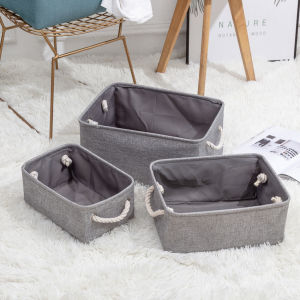 NINEONE Linen Fabric Folding Storage Box Kids Toys Organizer Home Laundry Basket Closet Portable Storage Bins