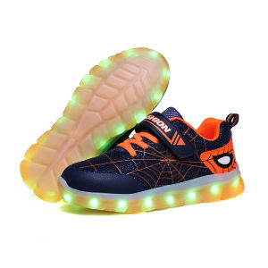 Casual Sneakers Shoes Spring Boys Running Shoes Girls Flash Childrens LED Lights Breathable Sports USB Charging Walking  Shoes