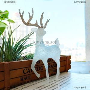 [COD] tunyunguoji คริสตัลกวางคริสต์มาสป่า Elk สีขาวแฟลชทองตกแต่งโต๊ะสำหรับบ้าน