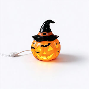Halloween LED Table Lamp Indoor Decoration Resin Pumpkin Ghost Skeleton Desk Light Vintage Gothic Nightstand Light Room Decor Spooky Season Gift Lighting Lamps