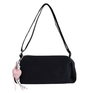 BELLERY Solid Color Nylon Shoulder Bags Versatile Leisure Boston Underarm Bag Fashion Y2k Womens Handbag Daily
