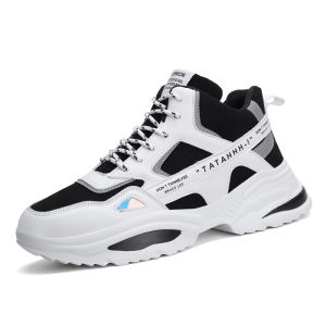2024 Mens Korean Fashion High Top Shoe Sports Casual Shoes Thick Soled Fashionable Student Sports Shoes