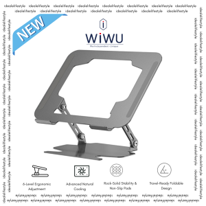 WiWU ZM-901 Metal Laptop Stand | Adjustable Height & Angle Ergonomic Riser | Heavy-Duty Foldable Desktop Holder for Laptops & Tablets up to 16-inch | Non-Slip Silicone Protection | Heat Dissipation Cooling Stand