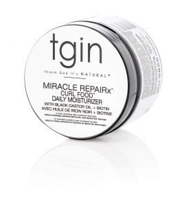 tgin Curl Food Daily Moisturizer – Hair Moisturizer for Soft Defined Curls Miracle RepaiRx Hydrating Cream – Tgin Hair Products that Repairs Dry Damaged Curls with tin & Black Castor Oil – 12 oz