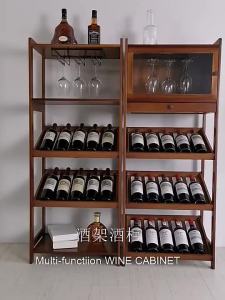 Solid wood wine rack wine cabinet red wine whisky storage display stand goblet wine glass holder