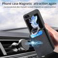 Ốp lưng Samsung Galaxy Z Flip 6 có ngăn đựng thẻ & nhẫn, bao da PU chống sốc, ốp điện thoại có chân đế cho Galaxy Z Flip6 LZQB màu đen. 