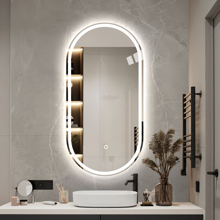 Bathroom LED mirror modern smart vanity mirror wallmounted oval