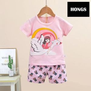Baby & kids Fashion Korean Wear Dark Terno T Shirt+Shorts For Girls Set Clothing