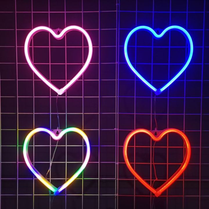 81RCW USB/Battery Operated Neon Heart Lights Flicker Free Creative ...