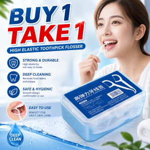 BUY 1 TAKE 1 High Elastic Toothpick Flosser 50PCS Deep Clean Dental Floss Picks Oral Care Plaque Rem