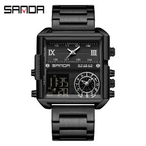 นาฬิกาควอตซ์นาฬิกาข้อมือกันน้ำสำหรับผู้ชายหรูหรานาฬิกากีฬาสำหรับบุรุษแบรนด์ชั้นนำนาฬิกาสแตนเลสเรืองแสง