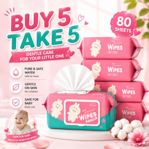 BUY 5 TAKE 5 Baby Wipes 80pcs per pack Organic Wipes for Baby Hypoallergenic Non-Alcohol 99% Water Wet wipes
