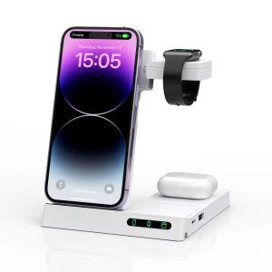 【✅SG READY STOCK】RICHMENTMALL 6 in 1 Fast  Wireless Charger Stand Charging Station for iPhone iWatch AirPods Samsung Watch Foldable Charging Dock Stand for Samsung Galaxy Android Phones/Watch Smartwatches