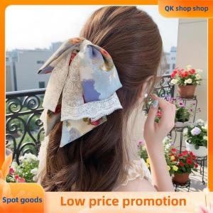 ✨QK shop✨ Oil Painting Style Lace Bow Ponytail Clip Hair Clip Elegant Hair Claw For Women Sweet Girls Vintage Style Hair Accessories