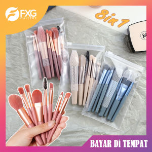 FXG - Kuas Set Make Up 8pcs Set Mini Travel Brush Kosmetic Beauty Gratis Pounch TMW02