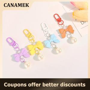 【 CANAMEK 】 Bow Candy Color Pendant Keyring Fashion Y2K Keychain Headphone Cases Charm Bag Pendant Handbag Accessories