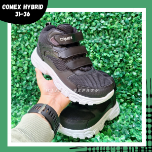 WIJAYA- Free Kaos Kaki Sepatu beli Sepatu COMEX HYBRID 31-36 / Sepatu Sekolah Hitam / Sepatu Sneakers Anak / Sepatu Keren /Sepatu Perekat
