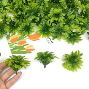 MADEWITH 50PCS Green Coconut Tree Artificial Plant Coconut Leaf Plastic Artificial Plant Creative Micro Landscape Fake Grass Home Decoration