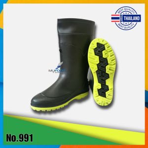 💥รองเท้าบูทกันน้ำ รองเท้าบูทยาว สูง 12.5นิ้ว💥รุ่น A991 รองเท้าบูทยาง รองเท้าบูทยาว บูทดำพื้นสี ความสูง 12.5 นิ้ว - MFS