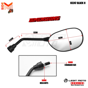 Skygo Wizard 125 SIDE MIRROR UNIVERSAL LEGITMOTO ADJUSTABLE (WALANG GRADO) BLACK STEM 3247