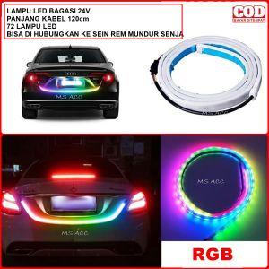 Lampu LED Bagasi Belakang Mobil 12 Volt RGB Waterproof Panjang 120cm Warna Pelangi Cerah ONGLEN