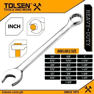 Tolsen Heavy Duty Combination Spanner Wrench [ONLINE EXCLUSIVE] (English 1/4" to 1-5/8") Cr-V