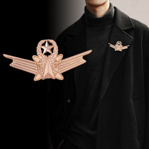 1Pc Personalized Pentagram Wing Design Brooch Mens Uniform Coat Jacket Brooch College Style Accessories Hot Selling Fathers Day Gift