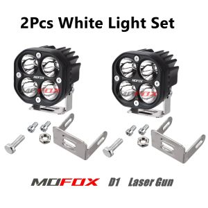MOFOX D1 2Pcs Set Spotlight Motorcycle Running Light 12V 24V 3inch 40W Yellow LED Work Laser Gun Light Bar Pod Lightst Driving Fog Auxiliary Lights for Car