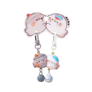 NALANILI Khóa từ tính Móc khóa cặp đôi báo Nhựa Phong cách hoạt hình Móc khóa búp bê nhựa Ngọt ngào  Dây Hình Con Vật Trang trí túi xách