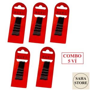 Vỉ 10 kẹp tăm tạo kiểu tóc SAHA600 cây ghim cài mái đen kim loại gim cứng chữ y lượn sóng hàn quốc đơn giản an toàn