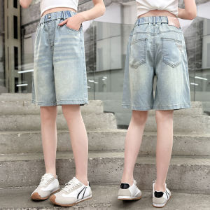 Brief Style Classic Kids Denim Shorts for Teenage Girls Casual Knee Length Capris Pants Children Fashion Summer Short Jeans 5-14